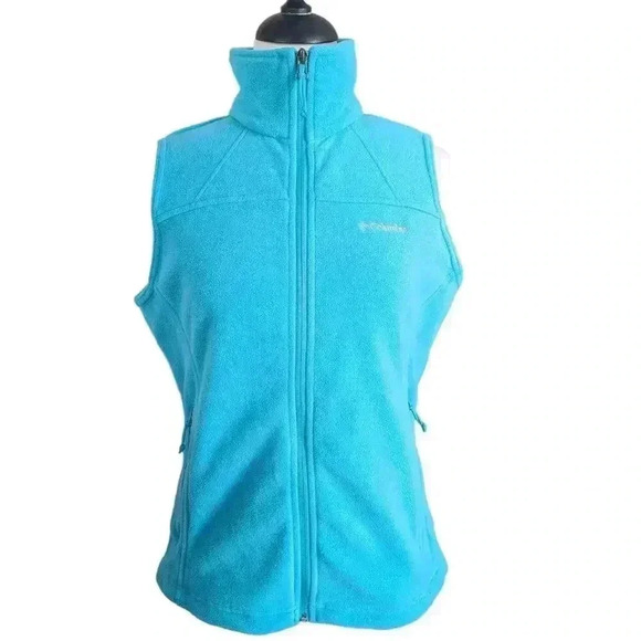 Columbia Turquoise Fleece Zip Up Vest with Pockets Size Small - Picture 1 of 6